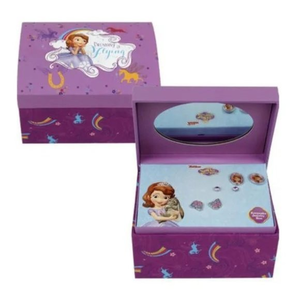 Disney Junior Sofia the First 3 Pairs Set Keepsake Purple Jewelry Box